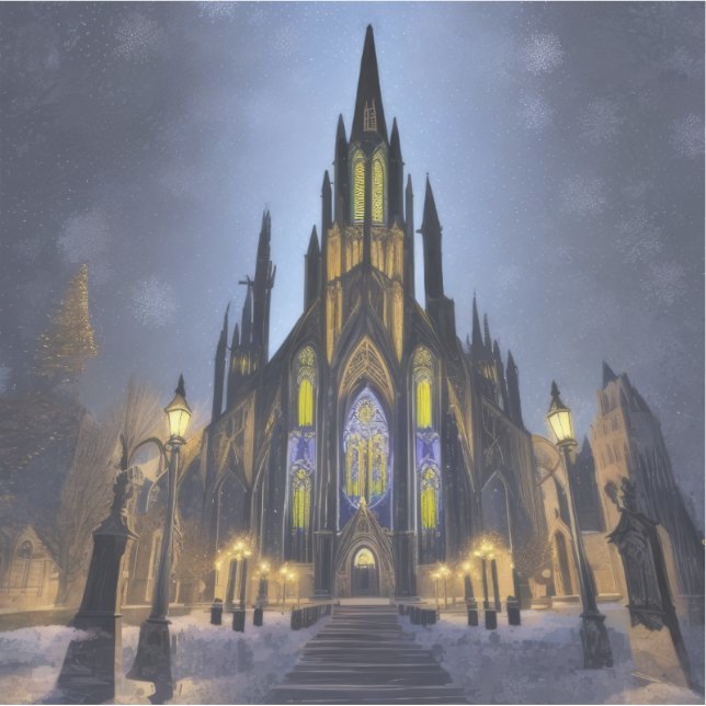Gotische Nachtkathedrale Aufkleber (Vorderseite)