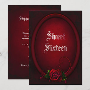 Gotische Oval Rahmen & Rose Sweet 16 Einladung