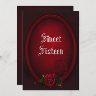 Gotische Oval Rahmen & Rose Sweet 16 Einladung