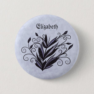Gotische Pflanze Kunst - Schwarzer und Lila Name d Button