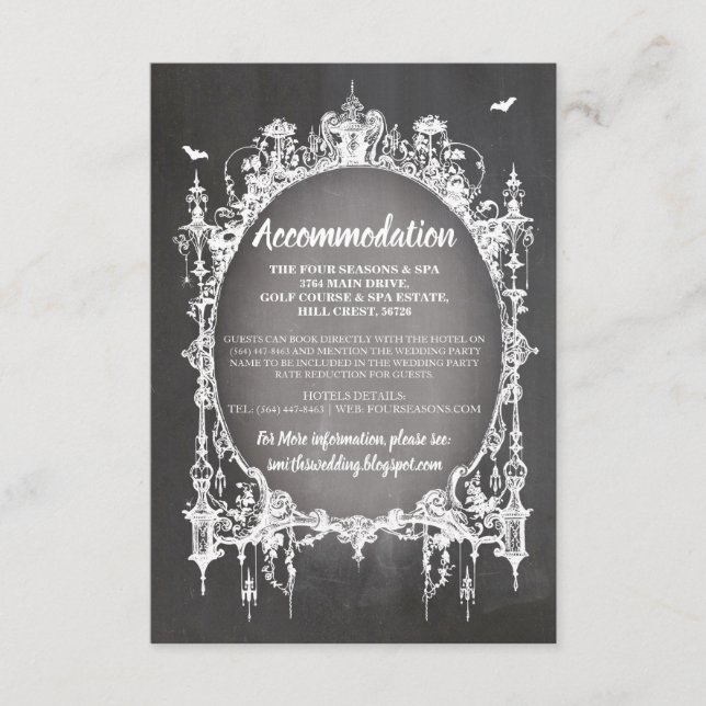 Gotische Rahmen rustikale Unterkunft Hochzeitskart Begleitkarte (Vorderseite)