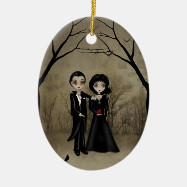 Gotische Romance Weihnachtsverzierung Keramikornament (Vorne)