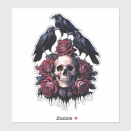 Gotische Romantik: Wo Schädel, Rose und Ravens Ent Aufkleber
