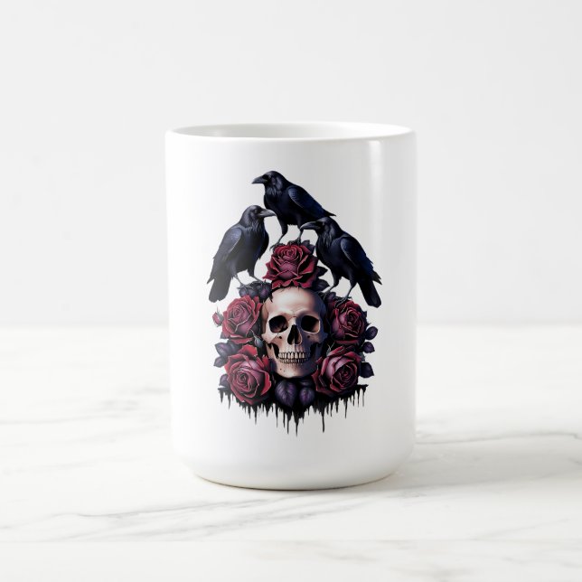 Gotische Romantik: Wo Schädel, Rose und Ravens Ent Kaffeetasse (Mittel)