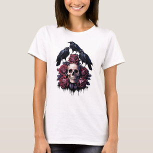 Gotische Romantik: Wo Schädel, Rose und Ravens Ent T-Shirt
