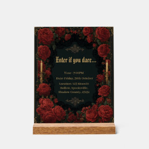 Gotische Rose Blumenrahmen mit goldenen Kerzen Acrylschild