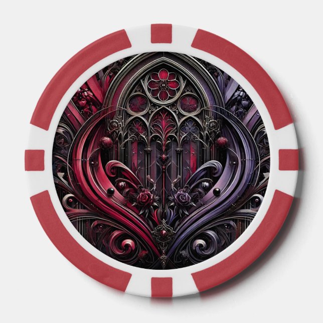 Gotische Rose Casino Poker Chip (Vorderseite)