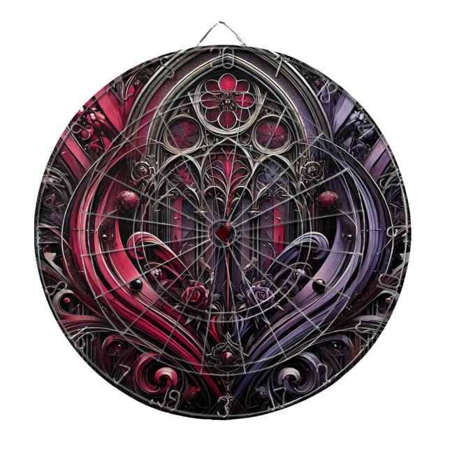 Gotische Rose-Dartboard für Spielabende Dartscheibe (vorne)
