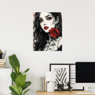 Gotische Rose Halloween Elegantes Vampire Kunst, D Poster