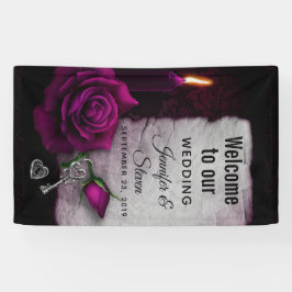 Gotische Rose, Kerze, Pergament und Locket-Hochzei Banner