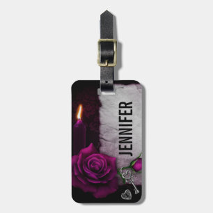 Gotische Rose, Kerze, Pergament und Schlösser Gepäckanhänger