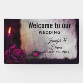 Gotische Rose, Kerze und Parchment-Hochzeit Banner
