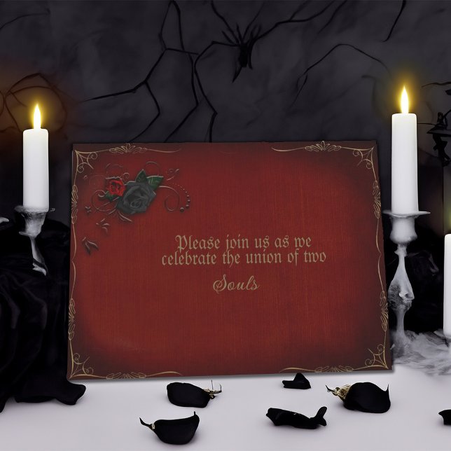 Gotische Rose Rot und Schwarz Hochzeit Einladung (Von Creator hochgeladen)