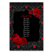 Gotische Rose Rot und Schwarz Tischnummer