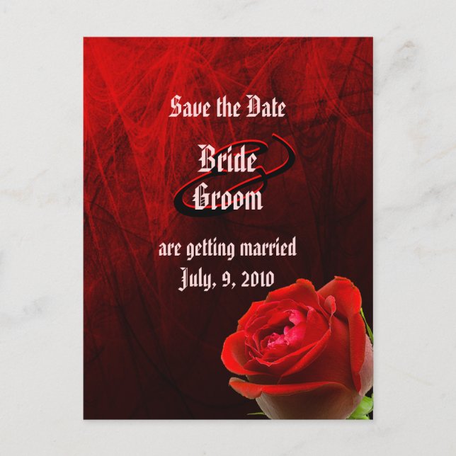 Gotische Rose Save the Date Postkarte (Vorderseite)