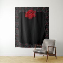 Gotische Rose Schwarz und Rot Romantischer Hinterg Wandteppich