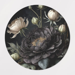 Gotische Rose Schwarze Blume Etiketten