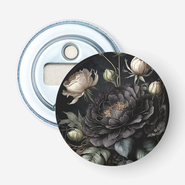 Gotische Rose Schwarze Blume Flaschenöffner (Vorderseite)