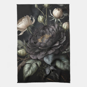 Gotische Rose Schwarze Blume Geschirrtuch