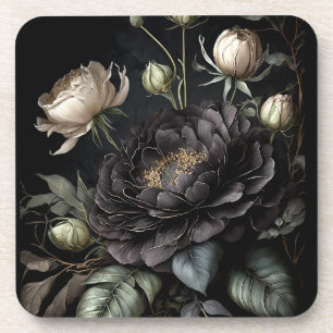 Gotische Rose Schwarze Blume Getränkeuntersetzer