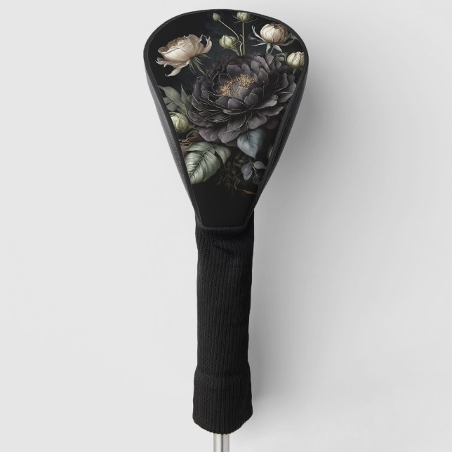 Gotische Rose Schwarze Blume Golf Headcover (Vorderseite)