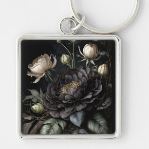 Gotische Rose Schwarze Blume Schlüsselanhänger