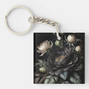 Gotische Rose Schwarze Blume Schlüsselanhänger