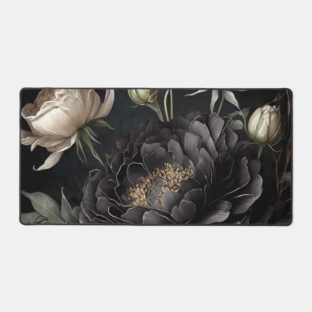 Gotische Rose Schwarze Blume Schreibtischunterlage (Vorderseite)