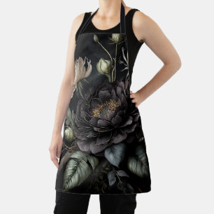 Gotische Rose Schwarze Blume Schürze