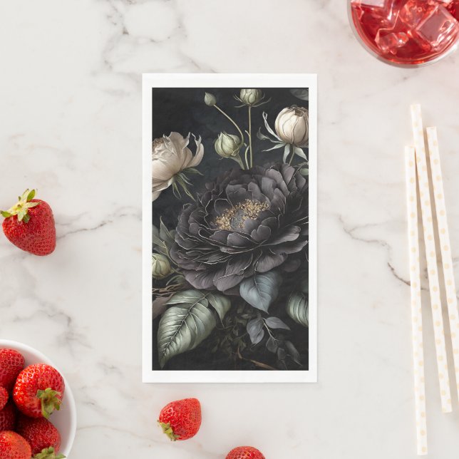 Gotische Rose Schwarze Blume Serviette (Beispiel)
