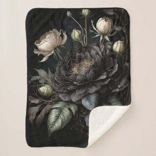 Gotische Rose Schwarze Blume Sherpadecke