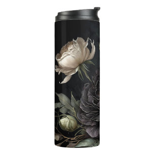 Gotische Rose Schwarze Blume Thermosbecher