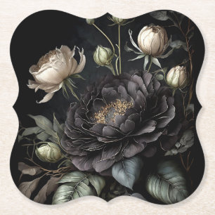 Gotische Rose Schwarze Blume Untersetzer