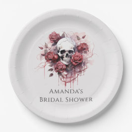 Gotische Rose Skull Halloween Brautparty Pappteller