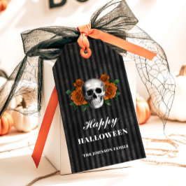 Gotische Rose & Skull Happy Halloween Geschenkanhänger