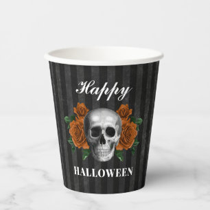 Gotische Rose & Skull Happy Halloween Pappbecher