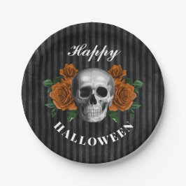 Gotische Rose & Skull Happy Halloween Pappteller