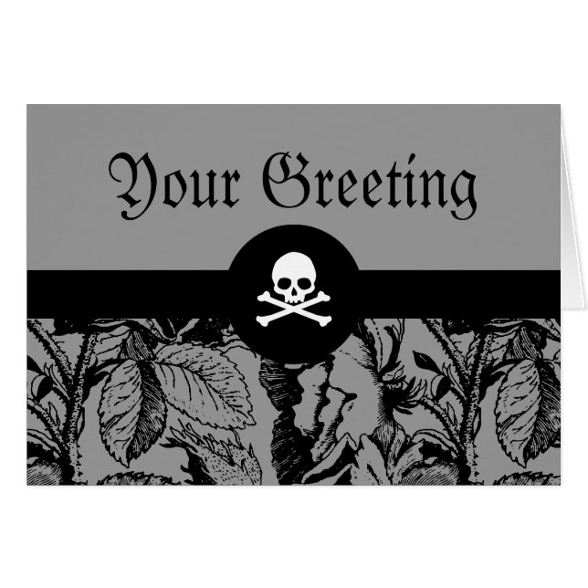 Gotische Rose- und Schädelkarten (Vorderseite (Horizontal))