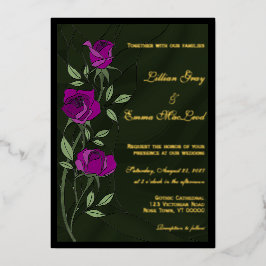 Gotische Rosen Folien-Hochzeitseinladung Folieneinladung
