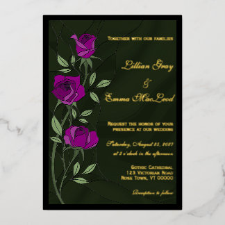 Gotische Rosen Folien-Hochzeitseinladung Folieneinladung