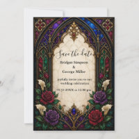 Gotische Rosen-Hochzeitskathedrale Buntglas