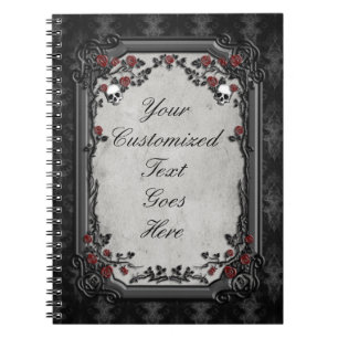 Gotische Rosen u. Schädel Notizblock