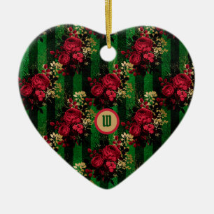 Gotische Rosen und Streifen mit Initiale Keramik Ornament