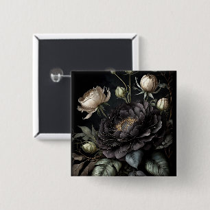 Gotische Rosenanordnung Schwarze Blume Button