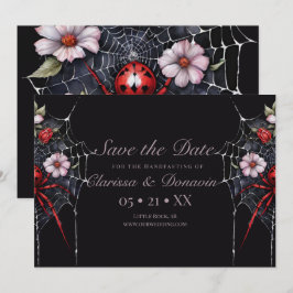 Gotische Rot- und Schwarz-Blütenspinnen-Webbearbei Save The Date