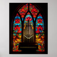 Gotische rote Mohn-Kirchen-Orgel Buntglas A