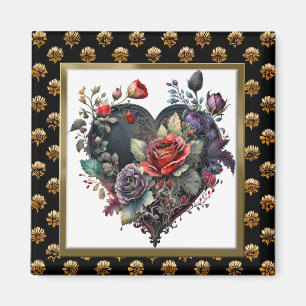 Gotische Rote Rose und Herzmagazin Magnet