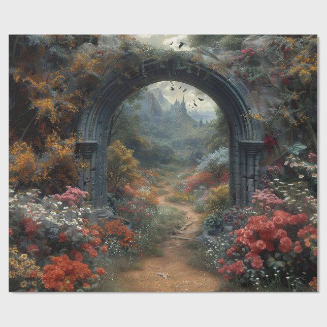 Gotische Rote Rose Vampirecore Dracula Geschenkpapier (Flach)