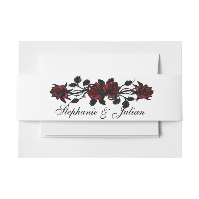 Gotische Rote Rosen Hochzeitspapierplatte Einladungsbanderole (Vorderseite Beispiel)