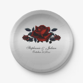 Gotische Rote Rosen Hochzeitspapierplatte Pappteller